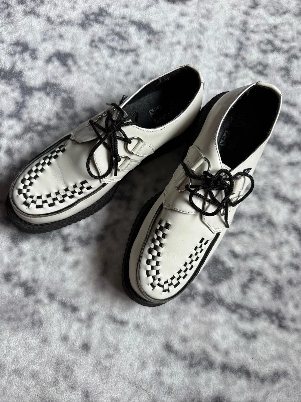 T.U.K - White Leather Viva Mondo Creeper Loafers - Men’s 9 Women’s 11